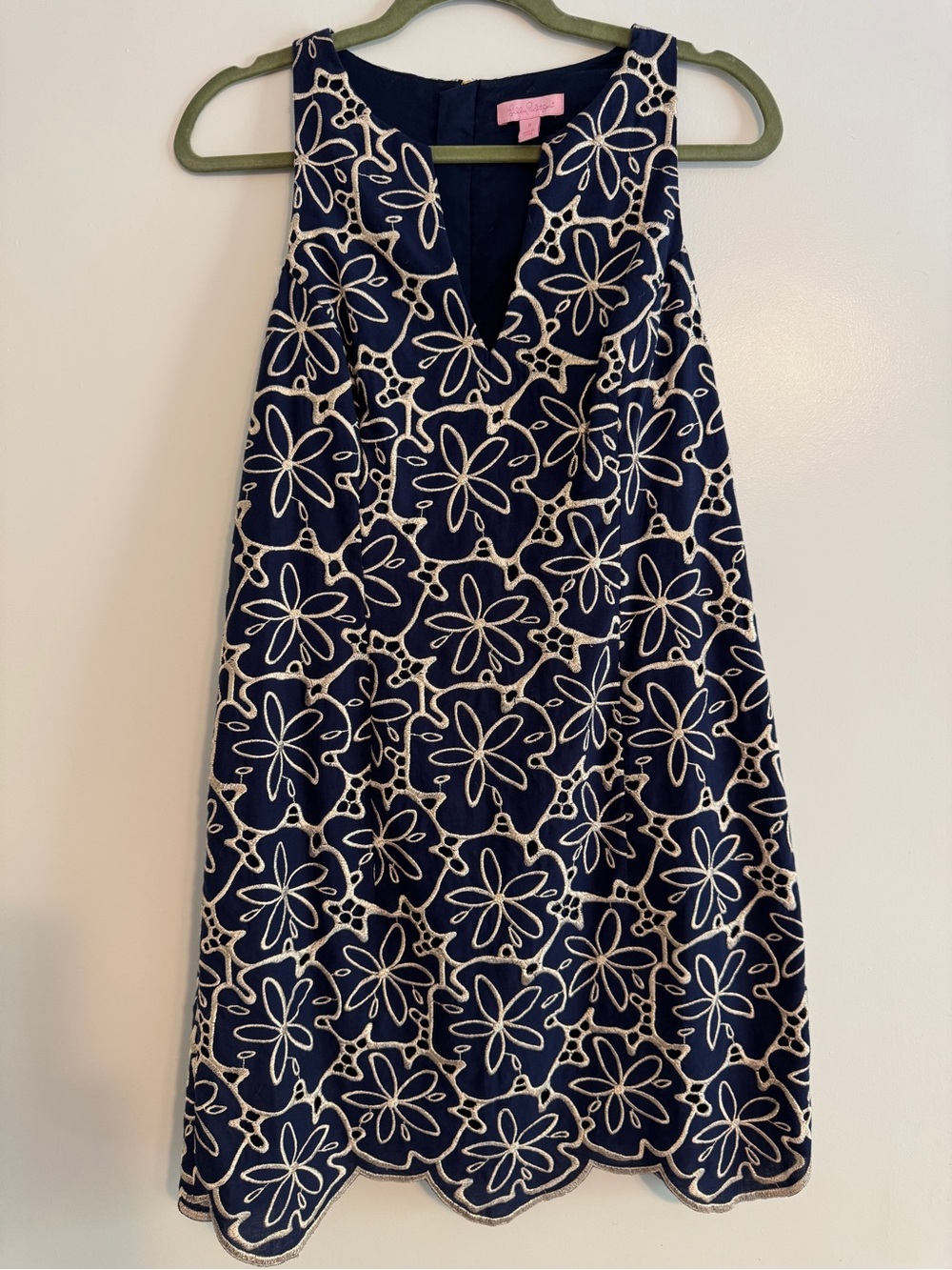 Lilly Pulitzer Navy & Gold Sand Dollar Eyelet Shift Dress
